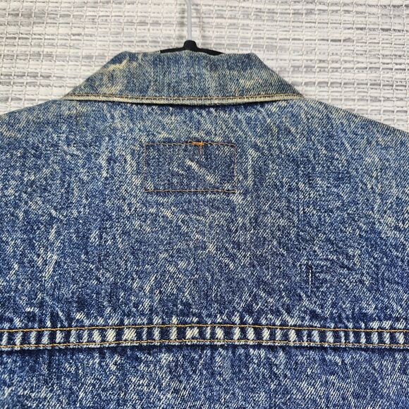 Levis Vintage Jean Jacket USA 1980s Acid Washed Denim Trucker Red Tab Distressed - Picture 14 of 16